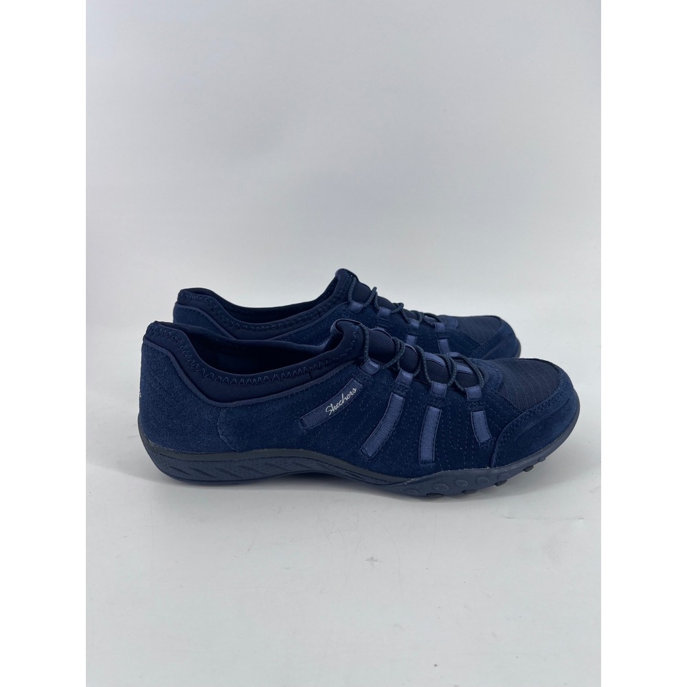 Skechers Relaxed Fit Breathe-Easy Good Life Navy Slip On Sneakers 7.5 Activewear